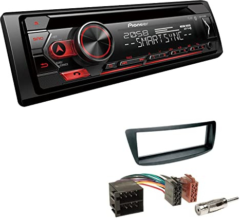 Pioneer DEH-S320BT 1-DIN Autoradio Bluetooth CD-Tuner USB Spotify inkl. Einbauset passend für Toyota Aygo bis 07/2014 schwarz