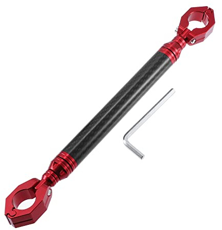 X AUTOHAUX Universal 22mm Aluminum Alloy Carbon Fiber Pattern Red Motorcycle Balance Bar Crossbar Handlebar Adjustable Motorbike Accessories