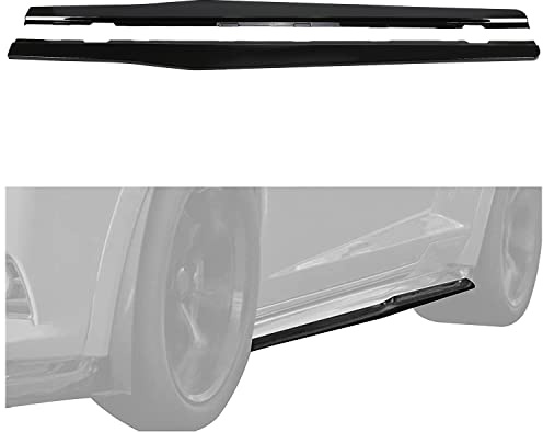 HECASA Side Skirts Compatible with 2010-2015 Chevy Camaro LT LS SS Model Plastic Body Kit Glossy Black Pair
