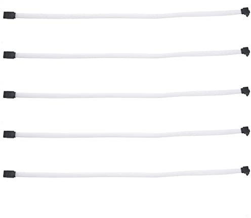 PURPLLE 5 x 50 cm SATA 3.0 III SATA3 Cable de Datos a 7 SSD de ángulo Recto 6 GB/S Cable de Datos para Disco Duro con de Nailon (Blanco)