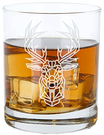 Whiskyglas mit Hirschgravur, geätztes Trinkgeschirr, Geschenk für Tierliebhaber, Geburtstagsgeschenk für Sie oder Ihn, Scotch Whiskeyglas
