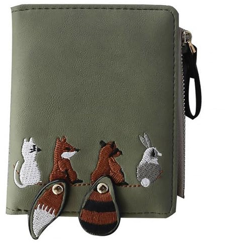 Toddmomy Niedliche Tiermuster Geldbörse - Faltbare Pu Brieftasche Mit Reißverschluss Und Kartenetui, Leicht Und Kompakt, Ideal Für Kinder Und Erwachsene