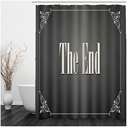 Whoiy Duschvorhang Antischimmel 120X180, Duschrollo Um Die Ecke Polyester Duschvorhänge Das Ende Spitzenarbeit Weiß Schwarz für Outdoor Hotel