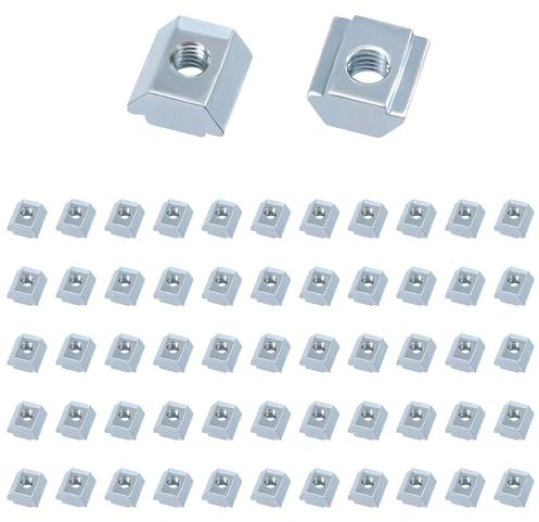 GUNGY Nutensteine M4 Nut 6-Typ B Nutenstein Set T-Nut-Muttern Kohlenstoffstahl T Nutmuttern für Aluminiumprofil Extrusionsschlitz Standard 20-Serie 50 Stück