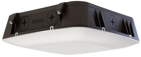 Lithonia Lighting 10 Square Canopy LED Outdoor Ceiling Light, Dusk-to-Dawn Photocell and Motion Sensor Outdoor Lights, Adjustable Brightness and Switchable Color Temperature, Wet Rated, Dark Bronze