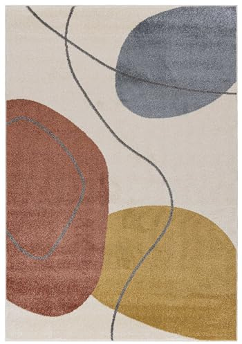 Mazovia Groß Teppich Wohnzimmer 180x250cm Creme Geometrisch Weich Elegant | Teppich für Schlafzimmer Büro Esszimmer Beige Pflegeleicht Maschinengewebt Allergikerfreundlich Fußbodenheizungsgeeignet
