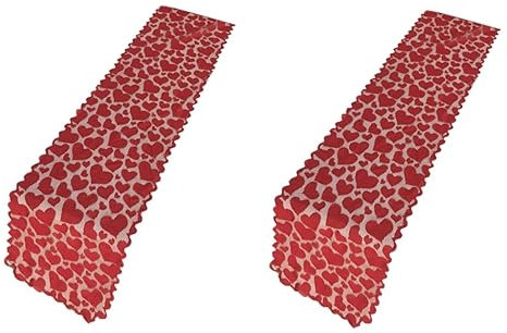 Ciieeo 2stücke Herz Tischläufer Rotes Herz-Muster Tischdecke Für Valentinstag Elegante Tischdekoration Für Feiern Hochzeiten Und Restaurants Stilvolle Tischverkleidung Für Besondere