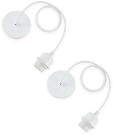 Vecys 2PCS Portalámpara E27 de Para Lámparas Colgante,Accesorios para lámparas colgantes,Casquillos para Bombillas con Cable Ajustable 100cm,Se Puede Combinar con Pantallas de Lámparas Techo(Blanco)
