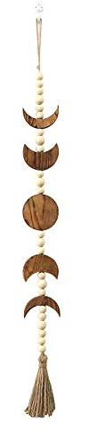 Afforstyle Mond Phase Wand Behang, Boho Bauernhaus Perlen Mond Girlande mit Quaste Wand,