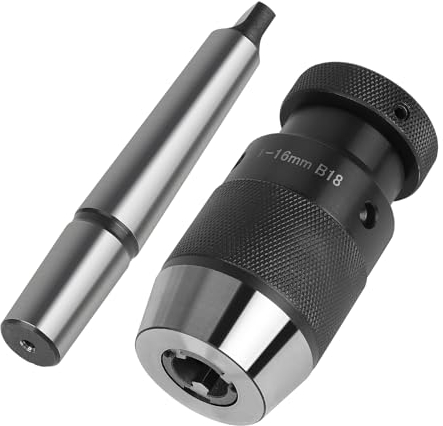 EFUTURETIME Mandrino Autoserrante B18, 1-16 mm, con Perno Conico MT2, Mandrino MK2 per Trapano a Colonna da Banco per Tornio
