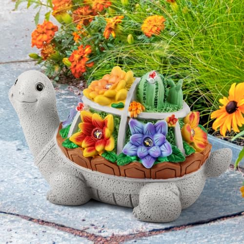Grovind Solar Garten Statue Clearance Schildkröte Statuen Gartendeko für Draußen, Niedliche Schildkröte Figuren mit LED Lichter Solar Ornamente Herbstdeko für Patio Hof Weihnachten Geschenke