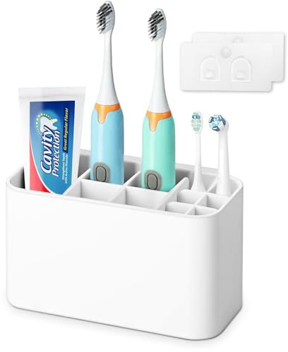 Zahnbürstenhalter,Wandmontierter Toothbrush Holder mit 11 Fächern,Ablaufschlitz an der Unterseite,Halterung elektrische zahnbürste Zahnbürsten Organizer für Badezimmer (weiße) für den Hausgebrauch