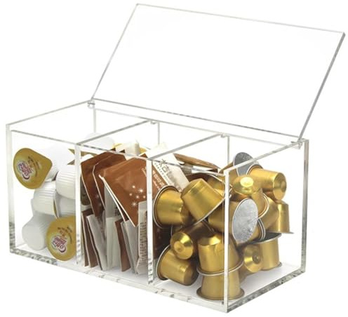 Caja contenedor para cápsulas de café Soporte for cápsulas de café con tapa, contenedor transparente for almacenar cápsulas de café, accesorios de barra de café de gran capacidad for cápsulas Nespress