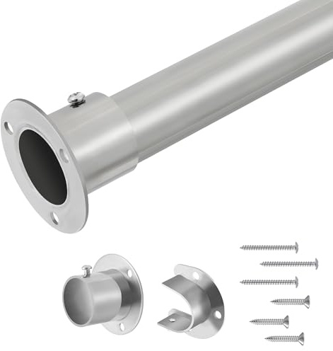 Silber Kleiderstange, 74-100cm Garderobenstange, Durchmesser 32mm Verstellbare Kleiderstange Geeignet für Kleiderschränke,Garderobe