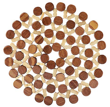 Sottopiatto in legno per tazze, sottopentola rotondo resistente al calore, elegante tovaglietta da tavolo per teiere, pentole calde, padelle, ciotole, cucina (S)