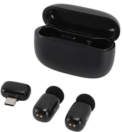 Micrófono Lavalier Inalámbrico, Micrófono de Solapa Profesional con Estuche Cambiador de 300mAh, Cancelación de Ruido, Adecuado para Podcasts de Vídeo de Entrevistas