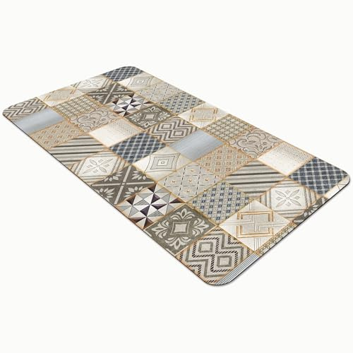 Comart - Tapis de Cuisine Austin - Imperméable - Antidérapant - Anti-Taches - Lavable en Machine - Tapis en Polyester - pour Couloir et Cuisine - Fabriqué en Italie - Cementine Grise - 50 x 100 cm