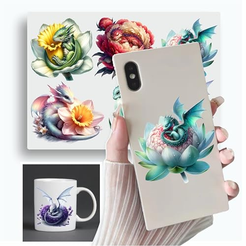 x6 Autocollants bébé dragon en vinyle, non transparents, imperméables, 70 mm de haut, idéaux pour coque de téléphone, tasses, scrapbooking, ordinateurs portables, verres à vin et plus (x6 bébé (70 mm