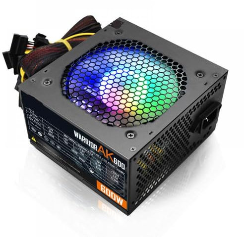 Unidad de fuente de alimentación ATX AK 600W para PC de escritorio con ventilador RGB de 120 mm 24pin 12v Minería BTC BTC