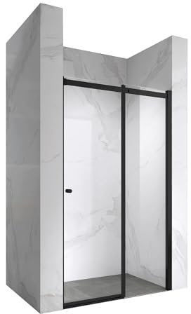 Mampara de ducha Kaylee Moments of Glass con ajuste de 136 a 138 cm y altura de 195 cm, puerta corredera y perfiles negros, cristal templado ESG 6 mm Negro