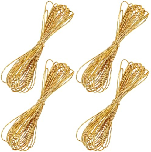 CREATCABIN 4 pièce de 20m de Cordon Élastique pour Tresses Dorées Accessoires pour Dreadlocks pour Femmes Noires Fabrication de Bijoux Bracelets Artisanat Bricolage Emballage Cadeau de Noël Décoration