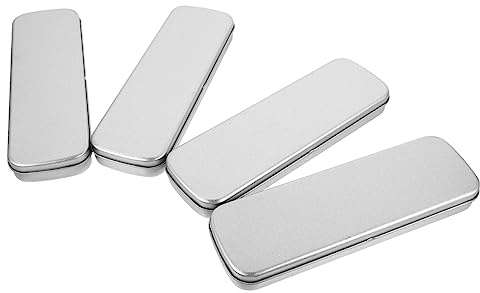 SOIMISS 4pcs Student Pencil Storage Tinplate Cases Silver Gray Mini Pen Containers Stationery Organizer Set for School Study and Office Use