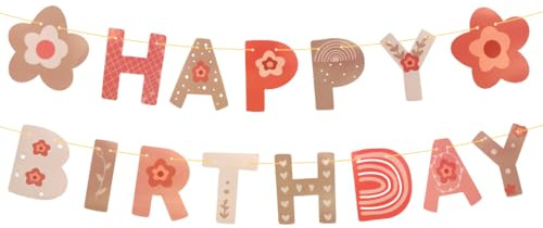Happy Birthday Girlande, Gänseblümchen Happy Birthday Banner, Geburtstag Girlande, Kinder Geburtstag Deko für Jungen Mädchen Party Dekoration