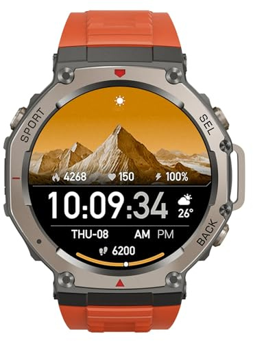 Reiteag Sekoda GPS Smartwatch Double Fréquence, Plus de 170 Données De Fitness et De Santé, Autonomie De La Batterie De 15 Jours, Fréquence Cardiaque et SPO₂, Étanche, (Orange)