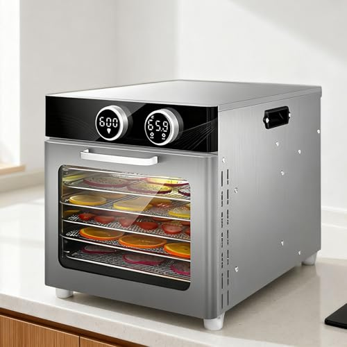 Glowdora Déshydrateur Alimentaire Professionnel 800 W/1200 W, 6/12 Plateaux en Acier Inoxydable, avec Température Et Minuterie Numériques, pour Aliments Et Viande Séchée,Légumes, Fruits 6Layer