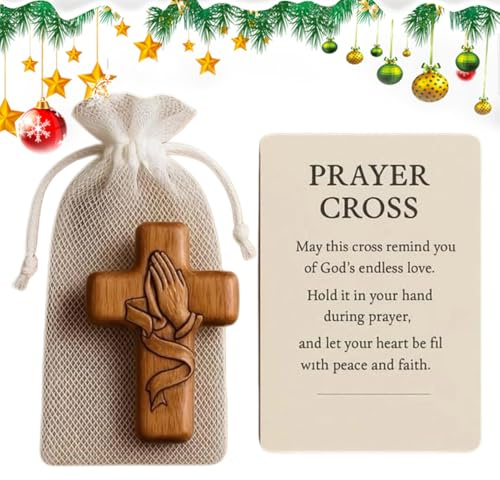 Salyeeluly Pequeños Crucifijos para Oraciones de Bolsillo,Crucifijo Portátil para Sostener | Crucifijo de Madera para Familias Religiosas Buscadores Espirituales Católicos Miembros de Iglesia