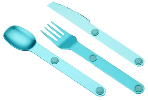 Campingbestick - magnetiskt set sked gaffelkniv 3 delar, bärbar gaffelsked, för resor män, utomhus, vandring, camping, picknick