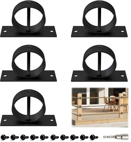 5 Pièces Supports de Corde de Clôture, Anneau Support avec Fixation par Vis Cruciforme, Support Main Courante Corde en Acier Inoxydable, pour Cordes de Jute, Accessoires pour Rampe Escaliers