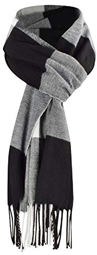 UMIPUBO Men's Scarves Classic Cashmere Wool Touch like Scarf Plaid Tartan Reversible Check Tassel Ends Solid Long Winter Scarf