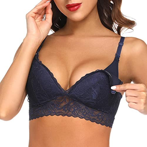 Femme Soutien-Gorge Allaitement Rembourré Dentelle sans Armature d'allaitement en Dentelle sous-vêtement de Maternité Grossesse Bra Haut Allaitement Vetement Grande Taille