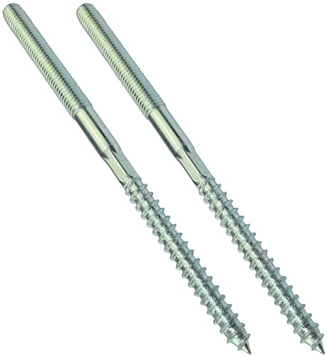 AERZETIX - C44773 - Set di 2 - Vite a doppio filetto - prigioniero - punto vite - metallo/legno con o senza tasselli - Ø8x140mm - acciaio zincato - colore argento