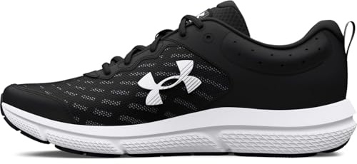 Under Armour Men's Charged Assert 10 Shoes, (001) Black/Black/White, 12