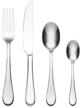 Oneida Icarus 24 Piece Cutlery Set - Stainless Steel Cutlery Set for 6, Heavy Weight & Mirror Finish, Rust Resistant & Dishwasher Safe Flatware, Silver