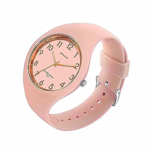 Forrader Orologio sportivo da donna con cinturino in silicone e quadrante grande, impermeabile, alla moda, casual, semplice, al quarzo, analogico, per donne e ragazze, rosa