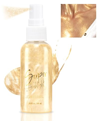 Jutqut Spray glitter per capelli e corpo, abbigliamento spray glitterato, trucco con glitter dorati per il viso e il corpo di carnevale, cosmetic Shimmer Highlighter Rave Party (oro)