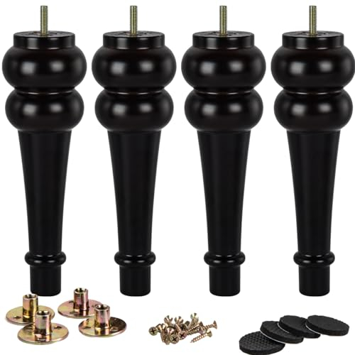 La Vane Massivholz Möbelbeine (4er Set) - 24cm Höhe, inkl. M8 Montageplatten & Schrauben - Ersatzfüße für Sofa, Schrank, Couchtisch, Ottomane und Hocker