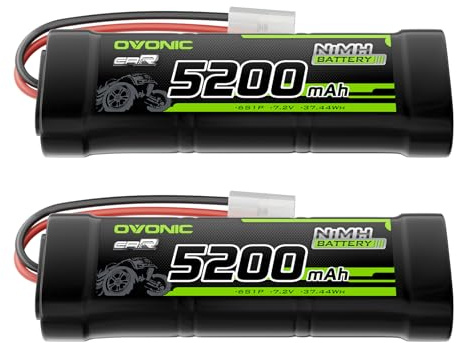 OVONIC 7,2 V RC NiMH Akku 5200mAh mit TMY-Anschluss für RC Auto Truck Truggy（2packs）