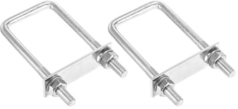 DTGN Kit de pernos cuadrados en U M10 x 50 x 120 mm, juego de 2 unidades, kit de pernos en U de acero inoxidable 304 con tuercas, arandelas, placa de marco, bueno para tuberías DN50, remolques