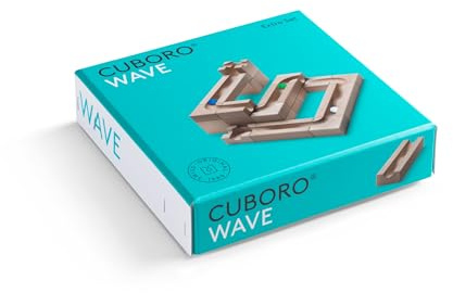 CUBORO Wave – Erweiterungsset für Kugelbahn ab 4 Jahren | 22 Holzelemente & 3 Glaskugeln | Kompatibel mit CUBORO Starter Sets | Lernspielzeug aus Holz | Swiss Made