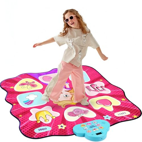 Tapis de Danse pour Enfants et Adultes, Rechargeable Tapis de Danse pour Filles et Garçons de 3-12Ans, Tapis d'éveil Danse Enfants Interactif Jouet Cadeau Anniversaire Noël Garçons et Filles (01)