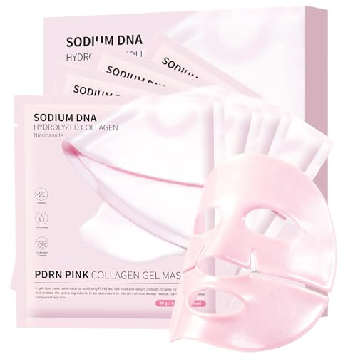YZ&YL Salmon DNA PDRN Maschera Collagene Viso Rosa, Collagene Instant Boost Mask, Collagen Mask, Anti-invecchiamento, Ridurre le rughe, Idratante, Pelle luminosa, 28g x 4 pezzi