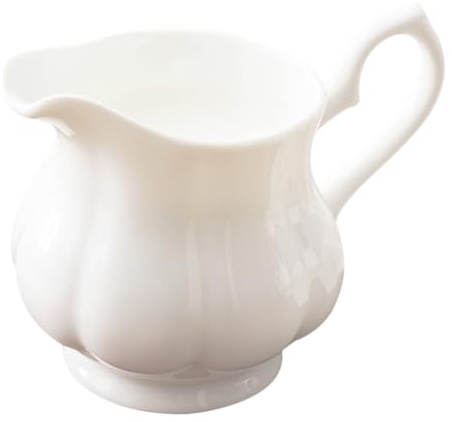 FUOYLOO Brocca per Latte in Ceramica Bianca da 230ml, Contenitore Multiuso Facile da Pulire per Uso Domestico e Negozi di Dessert
