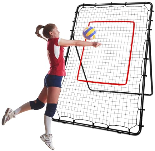 Red de rebote para voleibol de voleibol lacrosse en la espalda, zona de impacto para ejercicios de béisbol lacrosse, 122 × 185 cm, 5 ángulos ajustables, red de béisbol con bolsa de transporte