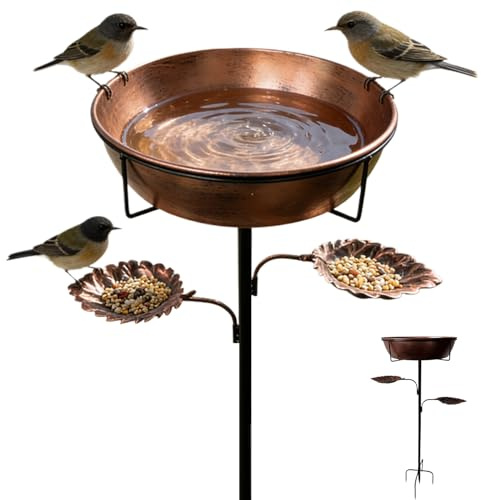 Vogeltränke,Rostfreie Metall-Tränke mit Herausnehmbarer Schale - Vogelbad für Außen - Für Terrasse, Garten, Balkon, Rasen, Gartendeko, Wasserstelle, Kolibri, Teich, Holzdeck