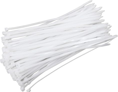 Small White Cable Ties 100mm x 2.5mm, 100 Pack Mini Zip Ties, Natural Nylon Tie Wraps, Self-Locking Plastic Cable Ties for Home, Office & DIY