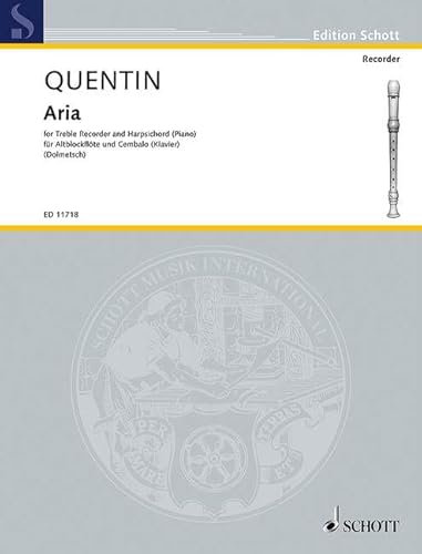 Aria: Alt-Blockflöte und Cembalo (Klavier). (Edition Schott)